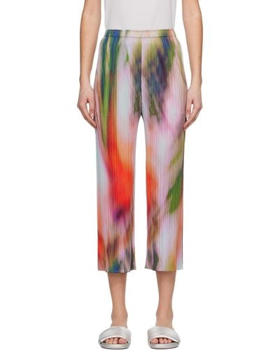 Pleats Please Issey Miyake Multicolour Turnip & Spinach Pants - Red