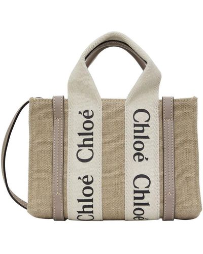 Chloé Beige Mini Woody Bag - Metallic