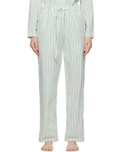 Tekla Pantalon de pyjama blanc et vert à cordon coulissant