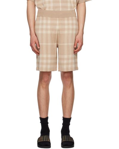 Burberry Beige Check Shorts - Natural