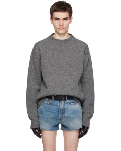 Maison Margiela Pull gris à empiècement aux coudes - Noir