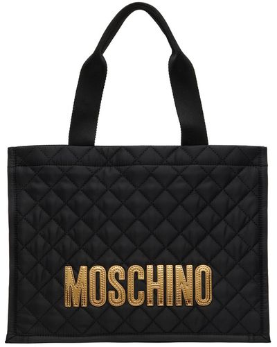 Moschino キルティング ロゴ トートバッグ - ブラック