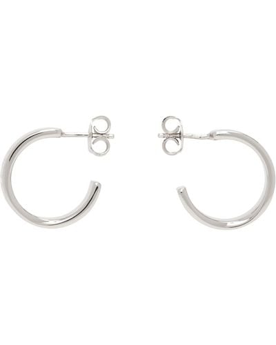 MM6 by Maison Martin Margiela Silver Numeric Minimal Signature Hoop Earrings - Black