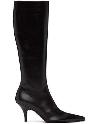 The Row Leather Sling Knee-high Boots 65 - Black