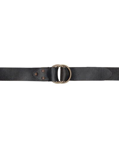RRL Leather Double–o-ring Belt - Black