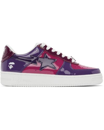 A Bathing Ape Pink & Purple Patent Sta Sneakers