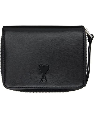 Ami Paris Black Ami De Coeur Compact Wallet