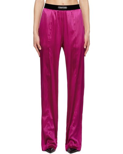 Tom Ford Pantalon de détente de style pyjama rose - Rouge