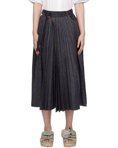 Sacai Wrap Denim Maxi Skirt - Black