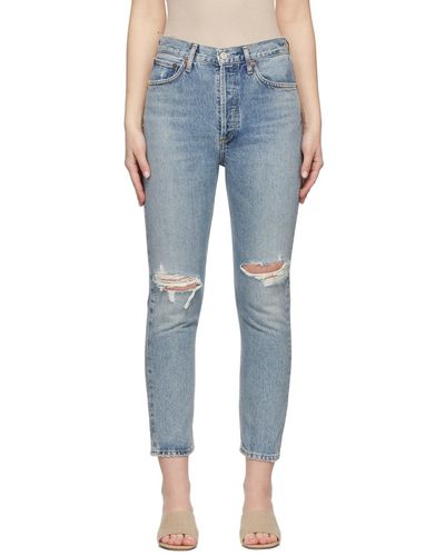 Agolde Blue Riley Cropped Jeans