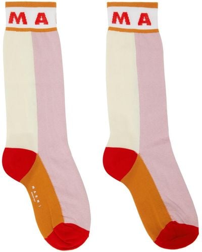 Marni Multicolor Colorblock Socks - Red