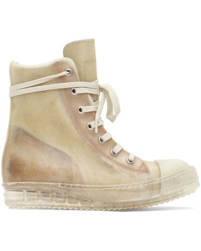 Rick Owens Distressed Transparent-sole Sneakers - Natural