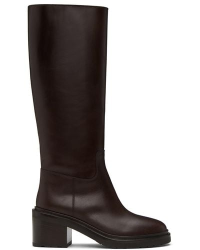 LEGRES Burgundy Panelled Riding Boots - Brown