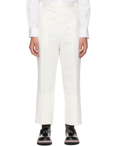Thom Browne White Rolled Cuff Trousers