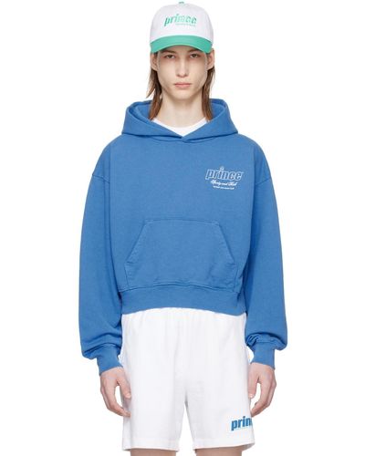 Sporty & Rich Sportyrich pull à capuche bleu à logos et textes édition prince