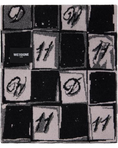 we11done & Chess Board マフラー - ブラック