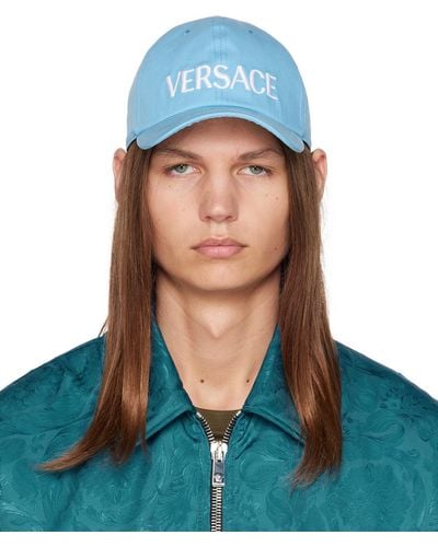 Versace ブルー ロゴ刺繍 キャップ
