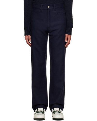 Ami Paris Navy Straight-fit Trousers - Blue