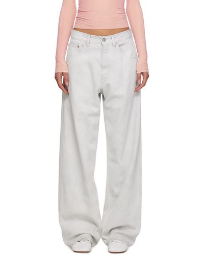 MM6 by Maison Martin Margiela Grey Five-pocket Jeans - White