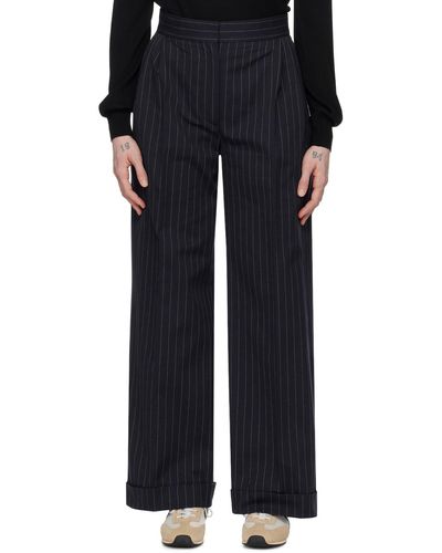 Maison Kitsuné Navy Double Pleats Pants - Black