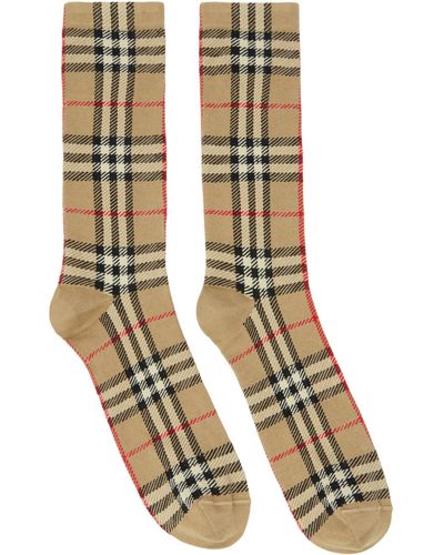 Burberry Beige Vintage Check Socks - Multicolor