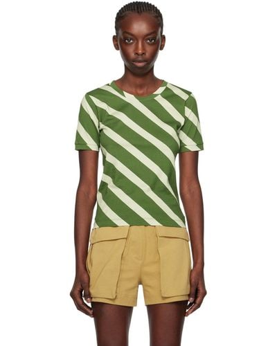 Dries Van Noten T-shirt vert à rayures