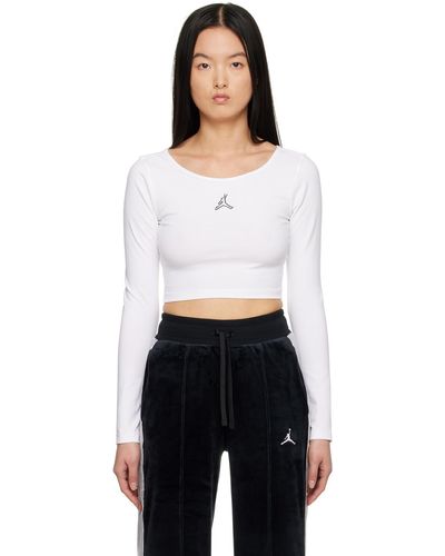 Nike T-shirt à manches longues flight blanc - Noir
