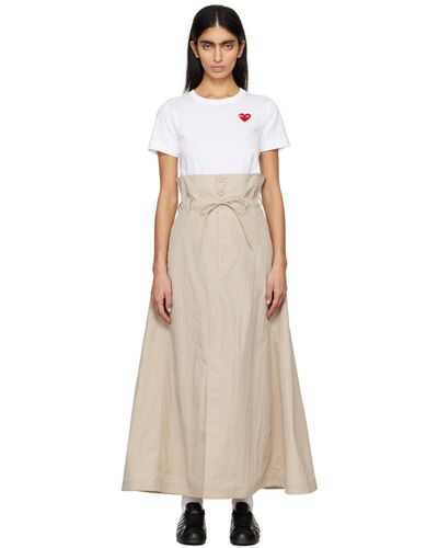 Y-3 Tan Crinkled Maxi Skirt - Natural