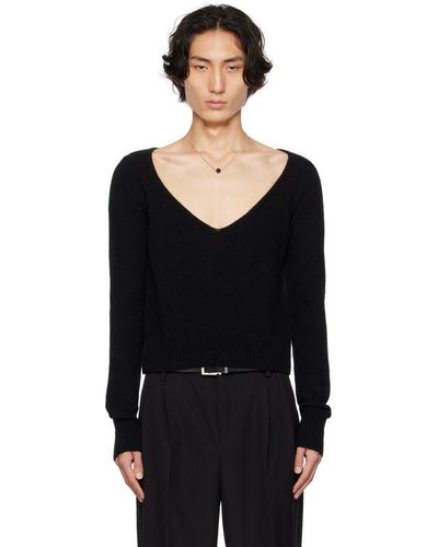 Dries Van Noten Pull noir à col en v