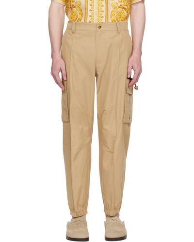 Versace Pinched Seam Cargo Trousers - Natural