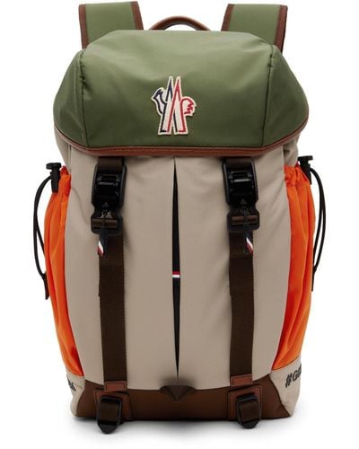 3 MONCLER GRENOBLE Grey & Khaki Patch Backpack - Green