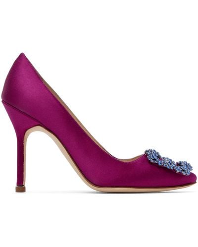 Manolo Blahnik Pink Hangisi Heels - Purple