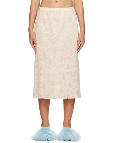 Song For The Mute Off- shaggy Midi Skirt - Natural