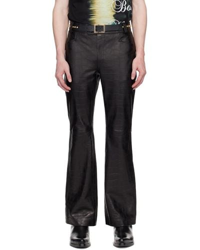 Ernest W. Baker Croc-embossed Leather Trousers - Black