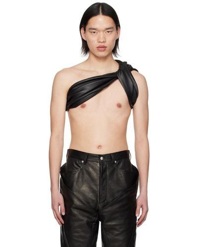 Rick Owens Dbl Banded Leather Tank Top - Black