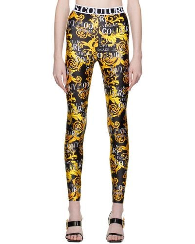 Versace Jeans Couture Black Graphic leggings - Yellow