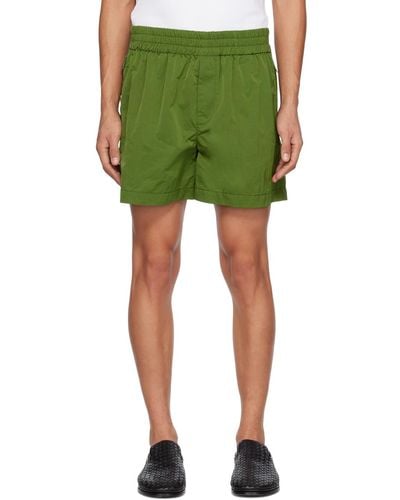 Bottega Veneta Green Crinkled Shorts