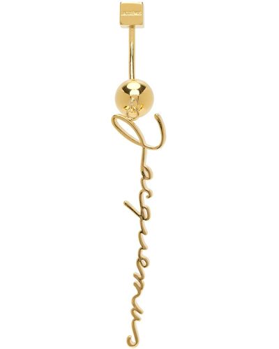 Jacquemus Gold 'le Piercing Singature' Single Earring - Black
