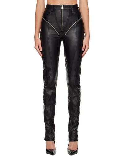 Mugler Zip-embellished Leather Pants - Black