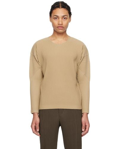 Homme Plissé Issey Miyake Homme Plissé Issey Miyake Beige Monthly Colour February Long Sleeve T-shirt - Natural