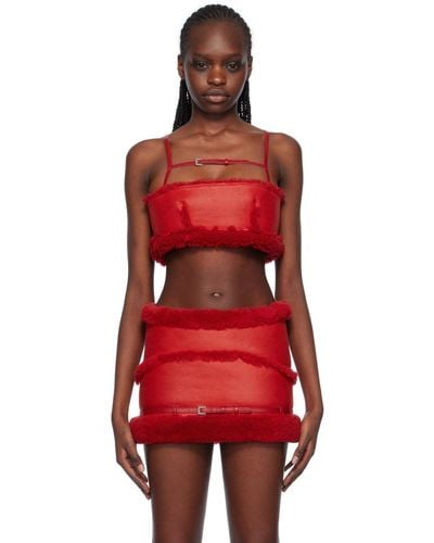 Jacquemus Red Guirlande 'le Bandeau Pilou' Shearling Camisole