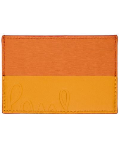 Paul Smith Orange & Yellow Leather Card Holder - Multicolor