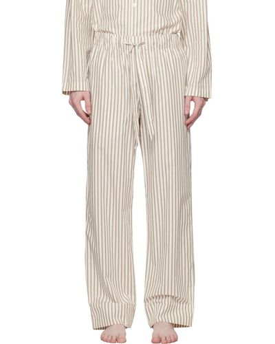 Tekla Pantalon de pyjama blanc cassé à rayures - Neutre