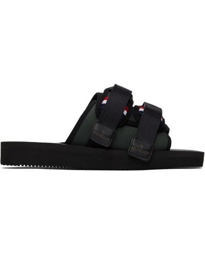 Moncler Khaki & Slideworks Sandals - Black