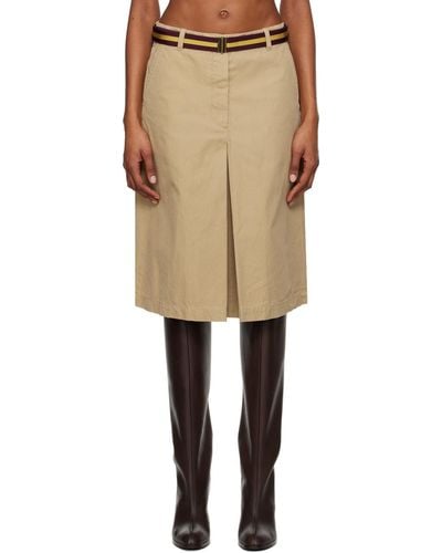 Dries Van Noten Belted Midi Skirt - Natural