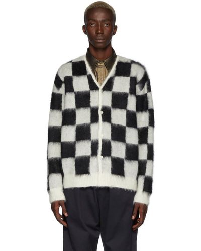 Needles Off-white And Black Mohair Checkered Cardigan