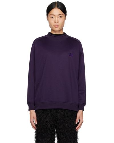 Needles Purple Mock Neck Sweatshirt