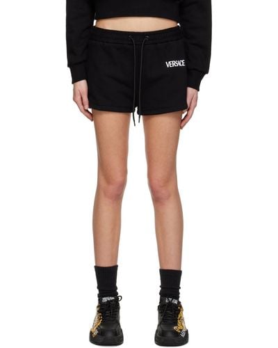 Versace Black Embroidered Shorts