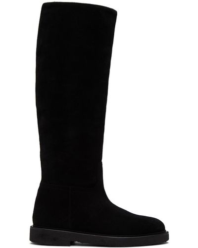 LEGRES Bottes cavalières noires en suède