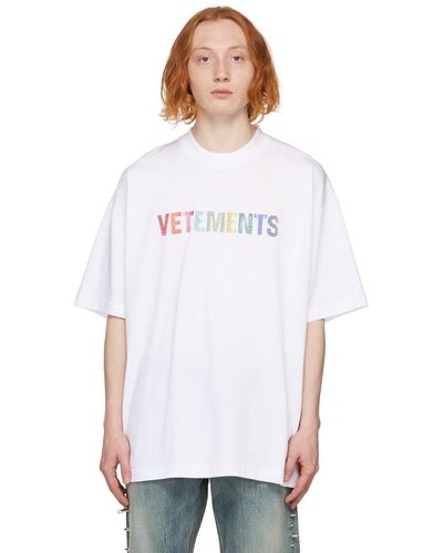 Vetements & Multicolour Crystal Logo T-shirt - White